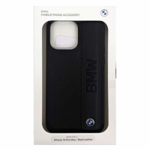 iPhone14 ProMax ケース カバー BMW 本革 背面ケース ブラック 黒 バックケース TEXTURED AND BIG LOGO STRIPE エアージェイ BMHCP14X22R