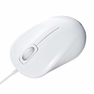 即納 代引不可 抗菌・静音有線ブルーLEDマウス ホワイト USB A接続 有線マウス 静音マウス サンワサプライ MA-YBSK315W