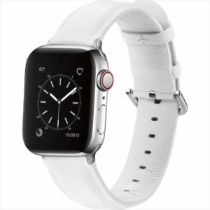 Apple Watch 41/40/38mm対応 レザーバンド ホワイト アップルウォッチ ベルト バンド PUレザー おしゃれ シンプル うぃすたりあ GRK-WS11