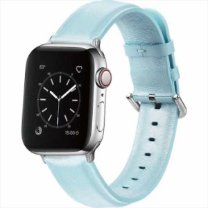 Apple Watch 41/40/38mm対応 レザーバンド ライトブルー アップルウォッチ ベルト バンド PUレザー おしゃれ シンプル うぃすたりあ GRK-