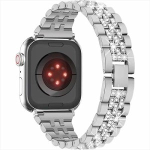 Apple Watch 41/40/38mm対応 ステンレスストーンバンド シルバー アップルウォッチ ベルト バンド ラインストーン おしゃれ ゴージャス 