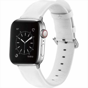 Apple Watch 49/45/44/42mm対応 レザーバンド ホワイト アップルウォッチ ベルト バンド PUレザー おしゃれ シンプル うぃすたりあ GRK-W