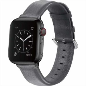 Apple Watch 49/45/44/42mm対応 レザーバンド グレー アップルウォッチ ベルト バンド PUレザー おしゃれ シンプル うぃすたりあ GRK-WM1