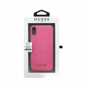 iPhoneX ハード ケース GUESS ゲス 公式ライセンス商品 PYTHON パイソン PUレザーハードケース ピンク エアージェイ GUHCPXPYLPI