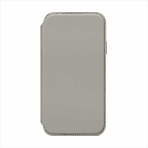 iPhone15 対応 ケース カバー ガラスフリップケース グレー 手帳型 カードポケット 強化ガラス 耐衝撃 背面クリア Premium Style PG-23AG