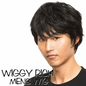 WIGGY RICH メンズ ナチュラルマッシュ ブラック ウィッグ かつら パーティー イベント コスプレ クリアストーン 4560320879954