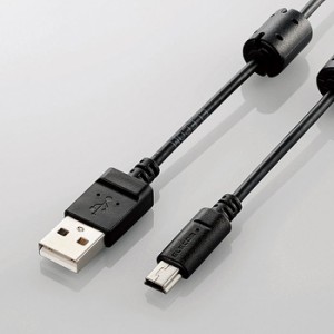 即納 代引不可 カメラ接続用USBケーブル（mini-Bタイプ）/デジカメ用USBケーブル/miniB/フェライトコア/0.5m/ブラック エレコム DGW-MF05