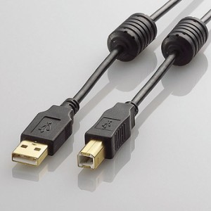 即納 代引不可 フェライトコア搭載　USB VIDEOケーブル(USB2.0 A-B)　2.0m　ブラック エレコム DH-AB2F20BK