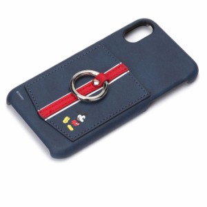 iPhoneX 用 ハードケース ポケット&リング付き ミッキーマウス/ネイビー Disney PGA PG-DCS290MKY
