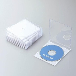 即納 代引不可 エレコム Blu-ray/DVD/CDケース(スリム/PS/1枚収納)/ホワイト CCD-JSCS10WH