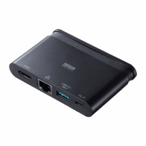 代引不可 USB Type-C ドッキングハブ HDMI・有線LAN対応ハブ 4K 1000Mbps PD 充電対応 ブラック サンワサプライ USB-3TCH16BK