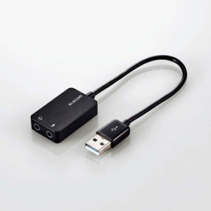 代引不可 USBオーディオ変換アダプタ ケーブルタイプ φ3.5mm USB to ステレオミニジャック 3極 4極 対応 ブラック エレコム USB-AADC02B