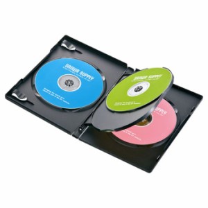 代引不可 DVDトールケース 4枚収納 3枚セット インデックスカード付属 Blu-ray DVD CD メディアケース 収納 整理 保管 ブラック サンワサ