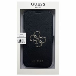 GUESS 公式ライセンス iPhone 13 6.1インチ 2眼モデル PUレザー 手帳型ケース ブランド シンプル おしゃれ ブラック エアージェイ GUBKP1