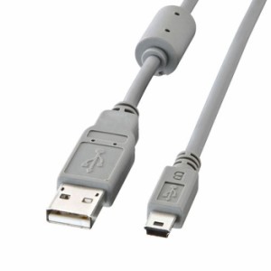 ミニUSBケーブル 0.1m ミニUSBコネクタ対応 USBケーブル PC USB周辺機器 接続 2重シールド ツイストペア線 グレー サンワサプライ KU-AMB