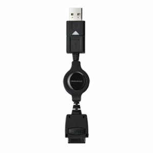 USB充電ケーブル カードリーダ付 au対応タイプ au用 充電 データ転送 自動巻き取り式ケーブル グリーンハウス GH-USBCR-AU