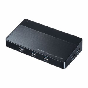 即納 代引不可 USB3.2Gen1 10ポートハブ ACアダプタ付 USB3.2/3.1/3.0対応 充電対応 セルフパワー対応 コンパクト ブラック サンワサプラ