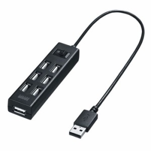 即納 代引不可 USB2.0ハブ 7ポート ACアダプタ付 USB2.0/ 1.1対応 セルフパワー・バスパワー両対応 コンパクト ブラック サンワサプライ 