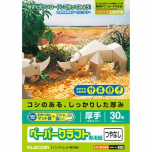 代引不可 ペーパークラフト専用紙 つやなし 厚手 A4 30枚 クラフト用紙 インクジェット専用紙 ペーパークラフト作成 ホワイト エレコム E