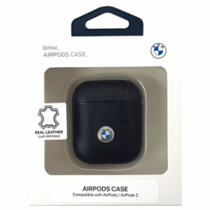 BMW 公式ライセンス AirPods 第1/第2世代 本革+PCケース エアーポッズケース シンプル おしゃれ カッコイイ ブラック エアージェイ BMA2C