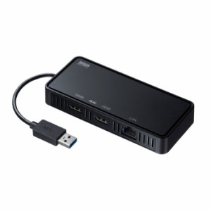 即納 代引不可 USB3.1-HDMIディスプレイアダプタ(4K対応・ 2出力・LAN-ポート付き) 変換アダプタ　ケーブル PC パソコン 周辺機器 サンワ
