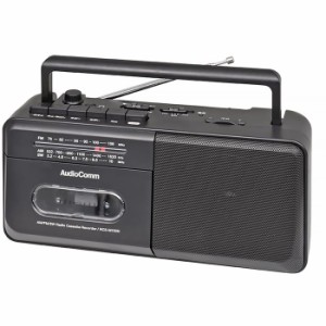 モノラルラジオカセットレコーダ AM,FM,SW受信 カセットテープ再生・録音 ワイドFM 2電源方式 単2形×4本使用 ブラック  OHM RCS-M150N