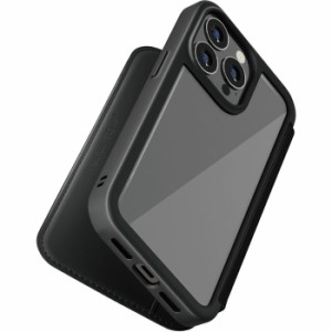 iPhone 14 Pro 6.1インチ 用 手帳型 ガラス フリップ ケース カバー ブラック PGA PG-22QGF01BK