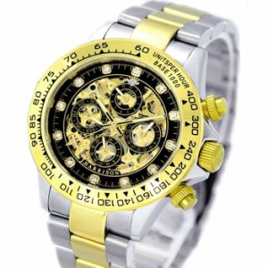 ジョンハリソン 腕時計 ウォッチ メンズ ゴールド/ブラック 機械式 多機能 両面スケルトン 高級 ブランド J.HARRISON JH-003GBK