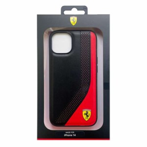 iPhone14 ケース カバー FERRARI フェラーリ ツートーン 背面ケース ブラック SLANTED STRIPE PERFORATED HOLES iPhoneケース エアージェ