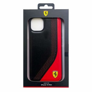 iPhone14 Plus ケース カバー FERRARI フェラーリ ツートーン 背面ケース ブラック SLANTED STRIPE PERFORATED HOLES iPhoneケース エア