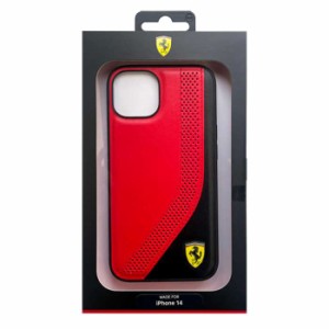 iPhone14 ケース カバー FERRARI フェラーリ ツートーン 背面ケース レッド SLANTED STRIPE PERFORATED HOLES iPhoneケース エアージェイ