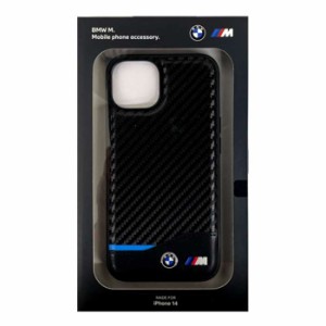 iPhone14 ケース カバー BMW PUカーボン 背面ケース ブラック 黒 バックケース M COLLECTION エアージェイ BMHCP14S22NBCK