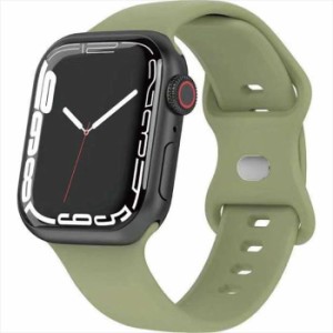 Apple Watch 49/45/44/42mm対応 シリコンバンド グリーン アップルウォッチ ベルト バンド シリコン カラー シンプル うぃすたりあ GRK-W