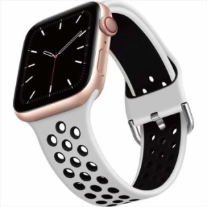 Apple Watch 49/45/44/42mm対応 スポーツバンド ホワイト アップルウォッチ ベルト バンド シリコン 通気性 ドットホール  うぃすたりあ 