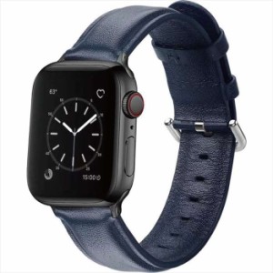 Apple Watch 49/45/44/42mm対応 レザーバンド ネイビー アップルウォッチ ベルト バンド PUレザー おしゃれ シンプル うぃすたりあ GRK-W