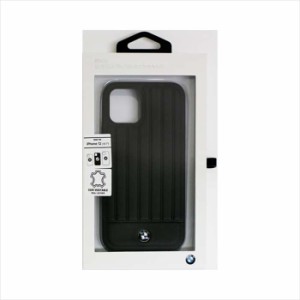 BMW公式ライセンス iPhone 12/iPhone 12 Pro 本革 ストライプライン ハードケース メンズ シンプル  エアージェイ BMHCP12MPOCBK