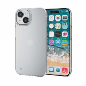 代引不可 iPhone 15 用 ケース ハード カバー 軽量 薄型 カメラレンズ保護設計 ストラップホール付 UVコート クリア エレコム PM-A23APVC