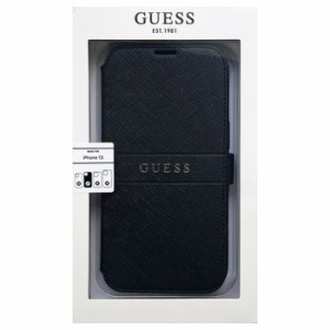 GUESS 公式ライセンス iPhone 13 6.1インチ 2眼モデル PUレザー 手帳型ケース ブランド シンプル おしゃれ ブラック エアージェイ GUBKP1