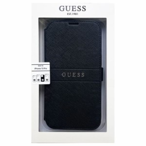 GUESS 公式ライセンス iPhone 13 Pro 6.1インチ 3眼モデル PUレザー 手帳型ケース ブランド シンプル おしゃれ ブラック エアージェイ GU