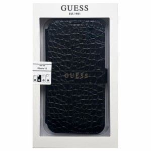 GUESS 公式ライセンス iPhone 13 6.1インチ 2眼モデル PUレザー 手帳型ケース ブランド シンプル おしゃれ ブラック エアージェイ GUBKP1