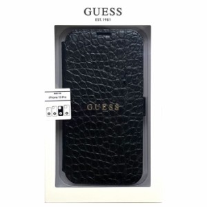 GUESS 公式ライセンス iPhone 13 Pro 6.1インチ 3眼モデル PUレザー 手帳型ケース ブランド シンプル おしゃれ ブラック エアージェイ GU