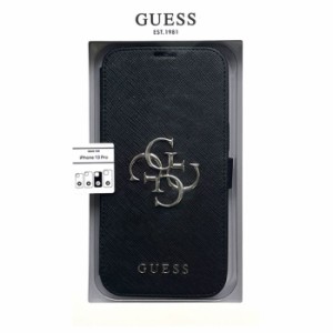 GUESS 公式ライセンス iPhone 13 Pro 6.1インチ 3眼モデル PUレザー 手帳型ケース ブランド シンプル おしゃれ ブラック エアージェイ GU