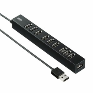 即納 代引不可 USB2.0ハブ 10ポート ACアダプタ付 USBハブ USB2.0/ 1.1対応 セルフパワー・バスパワー両対応 コンパクト ブラック サンワ