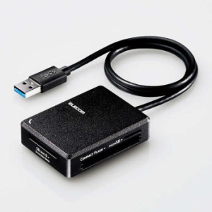 代引不可 USB3.0対応 メモリカードリーダ 高速化ソフト対応タイプ USBカードリーダー ケーブル長50cm SD＋microSD＋MS＋CF対応 ブラック 