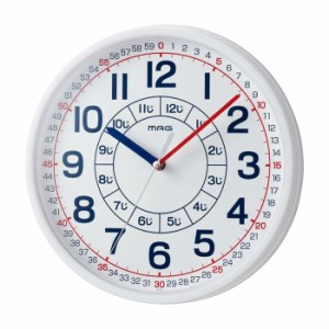 MAG 知育時計 よ〜める お子様の学習用に最適な知育時計 掛け時計 ステップ秒針 ノア精密 W-736WH-Z