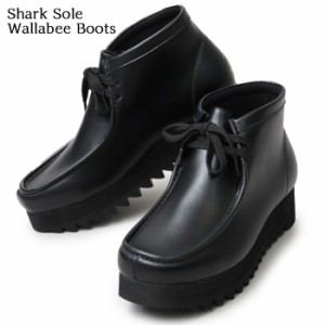 北海道・沖縄・離島配送不可 SHARK SOLE WALLABEE BOOTS 厚底 ワラビー ブラック 黒 S glabella glbb-249