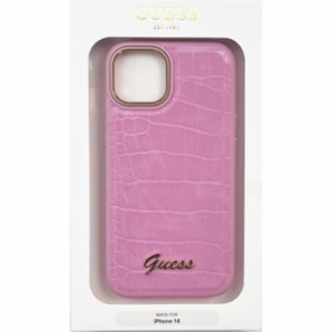 GUESS（ゲス） iPhone14 クロコ調 ケース ピンク エアージェイ GUHCP14SHGCRHP