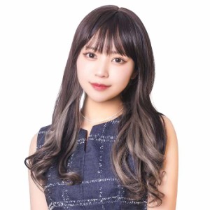 WIGGY RICH ウェーブロング ブラウニーブラックインナーアッシュ ウィッグ 女性 女子 仮装 コスプレ  クリアストーン 4560320908876