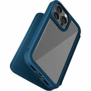 iPhone 14 Pro 6.1インチ 用 手帳型 ガラス フリップ ケース カバー ネイビー PGA PG-22QGF03NV