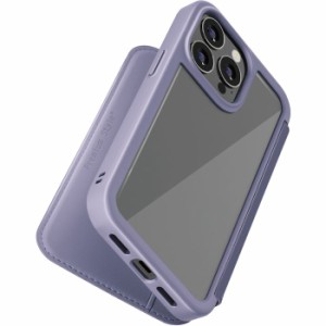 iPhone 14 Pro 6.1インチ 用 手帳型 ガラス フリップ ケース カバー パープル PGA PG-22QGF05PP